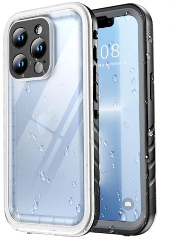 SPORTLINK for iPhone 13 Pro Max Waterproof Case - Shockproof Heavy Duty Front and Clear Back Cover [Built in Screen/Camera Protector] [IP68 Underwater] [Not Yellowing] 360 Full Body - Black/Clear