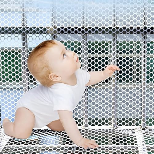 ININOSNP Weißer Kunststoff-Maschendrahtzaun, Maschendraht, Balkon-Kindersicherung, Hexagon, mit Geflügelzaundichtung, Fenstergitterrahmen, Basteln(0.5x5m/1.64x16.4ft)