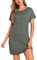 Leversic Womens Nightdress Rolled Short Sleeve Nighties Crew Neck Jersey Nightshirts T-Shirt Dress Soft Loungewear(Green,L)