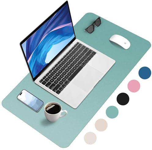 Zanfqvo Schreibtischunterlage 80x40cm - Mauspad XXL aus PU-Leder, Wasserdicht und rutschfest - Multifunktionales schreibunterlagen - tischunterlage für Büro/Home/Laptop (Grün)