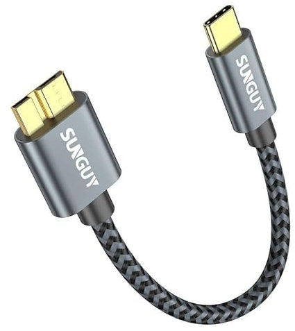 SUNGUY Câble USB C vers Micro B, USB 3.1 USB C mâle vers Micro B mâle câble compatible avec Toshiba, Seagate, WD, Disque Dur, Galaxy S5 Note 3,HDD etc. (2, Gris, 0.15m)