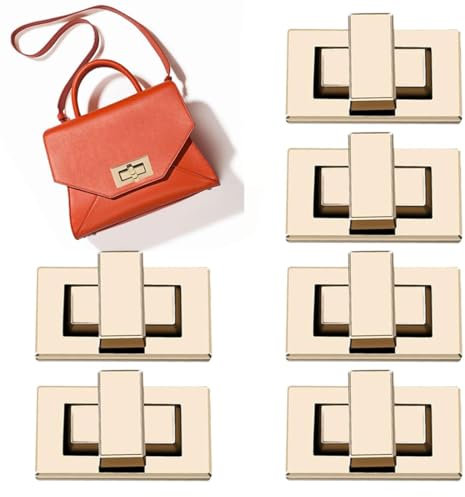 YUZNA 6 Pezzi Serrature per Borse, Borsetta Chiusure in Metallo Twist Turn Lock Chiusura, Chiusura Fibbia per Borse Valigia Portafogli e Borse Artigianali Fai-da-Te, Accessori (Oro)