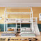 Letto a castello, letto per bambini, letto a castello con scivolo, scaffale aperto, con scala a tre livelli, progettato con tre posizioni, telaio in pino, culla con tetto, pino+MDF, bianco, 90 x 200