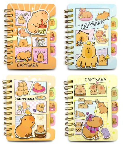 OptiPlay Capybara Notizbuch, Cartoon Spiralnotizbuch, Tragbares Capibara Buch Notizbuch mit Spiralbindung, Kreatives Briefpapier Spulenbuch, Kontobuch, Niedliche Schulmateri Notizblock, für Kinder