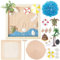 WEBEEDY Kit de Jardin Zen de Plage pour Bureau Mini Jardin Zen de Bureau avec Sable Arbre Artificiel Rochers et Accessoires Cadeaux de Décoration de Méditation Carré(15x15cm)