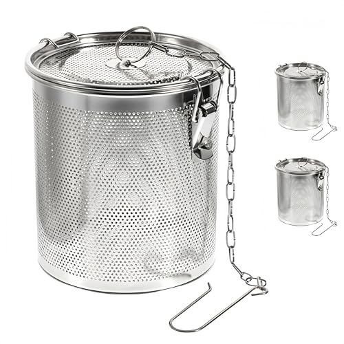 HJYDGJ 2 stycken tesil av rostfritt stål tesil stor tesil för kaniner för löst te rostfritt stål stor teägg kök kryddtillbehör spice strainer – med krok och kedja