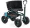 VEVOR Carrello da Giardino con Ruote Portautensili Portaoggetti, Carico max. 181 kg, Sedile da Lavoro Girevole 360° Carrello per Giardinaggio Maniglia Estensibile, Tosaerba