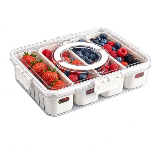 Punorric Fruit Storage Containers for Fridge, Airtight Clear Fridge Organisers with Lid and 4 Pack Removable Drain Tray, Stackable Salad Storage Box, Fresh Food Containers for Vegetable, Bpa-Free