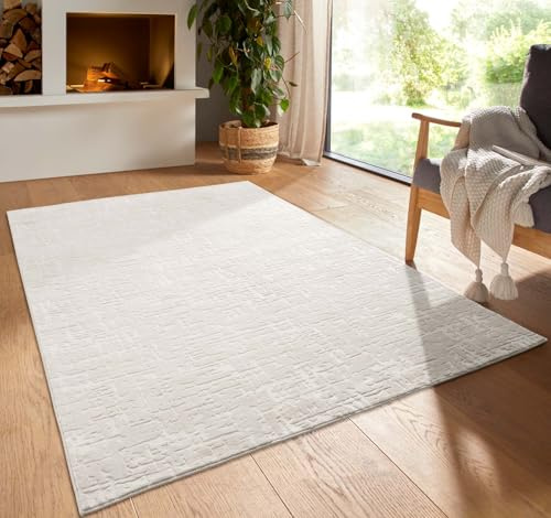Taracarpet Kurzflor Boho Vintage Teppich waschbar, pflegeleicht geeignet für Wohnzimmer, Schlafzimmer und Kinderzimmer Kinderteppich auch als Badematte Badzimmerteppich Creme Vintage 300x400 cm