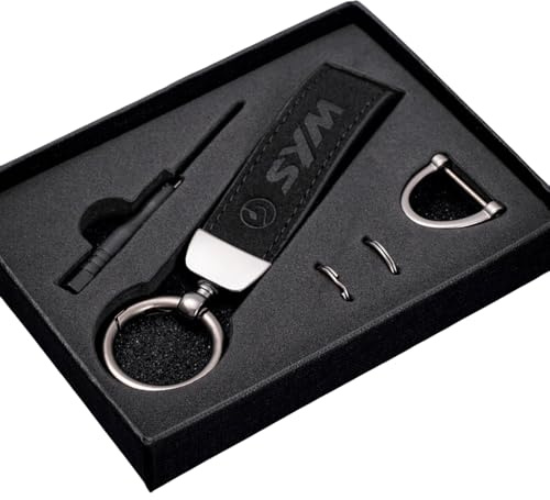 Motorrad-Schlüsselanhänger aus Wildleder für SYM Leather Schlüsselanhänger Personalisierte Schlüsselanhänger, Schlüsselring Zubehör,Black-A