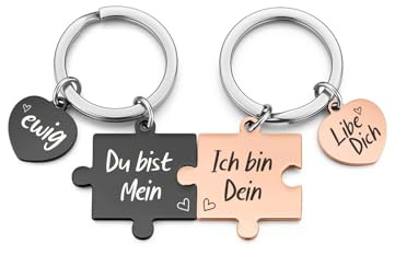 JSDDE Pärchen Schlüsselanhänger mit Gravur Du bist mein, Ich bin dein Puzzle-Design Paar Schlüsselanhänger Kreativ Keychain Geschenk zum jahrestag für sie und ihn