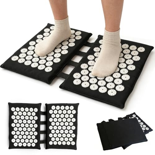 Akupressurmatte für Füße und Rücken, 2x33cm Nagelmatte mit 110 ABS-Spitzen, Waschbare Faszienmatte, Akupunktur Fußmassage Matte, Akupressur Fußmatte Inklusive Tragetasche für Büro, Reisen und Zuhause