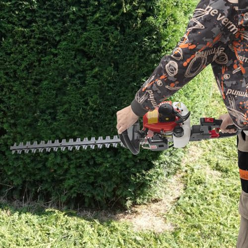 Profi Benzin-Heckenschere 22,5ccm 2-Takt1,25PS Gartenschere Benzin-Strimmer Heckenschneider mit langlebigen Klingen, effiziente Astschere für schnelles Schneiden von Sträuchern und Hecken