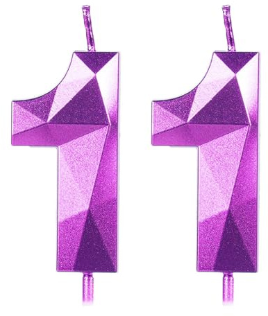 Purple 11th Birthday Candles, Kpop Theme Tattoo Design Number 11 Happy Birthday Candles, Purple Cake Topper Decorations for Boys Girls Kpop Theme Party Birthday