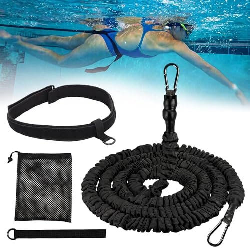 Ceinture de Natation pour Piscine, Laisse de RéSistance de Natation | RéGlable de 2,5 à 7,5 M, Aide à la Natation, Nage Contre Courant Piscine, Convient Aux DéButants et Aux Professionnels