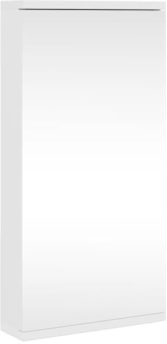 Drainlyn Armadietto angolare a specchio bianco in legno 30 x 24 x 60 cm con 2 ripiani, montaggio a parete, mobile da bagno per lavandino, mobile da bagno, funzionale e salvaspazio