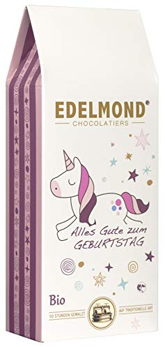 Edelmond Einhorn Bio. Tolle Frucht Schokolade, ein liebes Geschenk für Mädchen oder die Freundin. Ohne Farbstoffe zum Kinder Geburtstag. 125 gr.