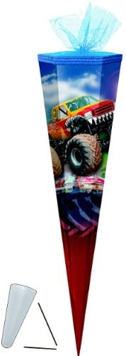alles-meine.de GmbH Schultüte - Monster Truck 85 cm - mit Tüllabschluß - mit/ohne Kunststoff Spitze - Zuckertüte LKW Auto Autos Monstertruck Trucks Jungen