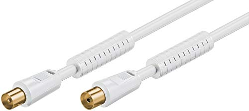 SM-PC® 2,5m HQ Premium Koaxial Kabel weiß Ferrit-Filter + Vergoldet TV #472