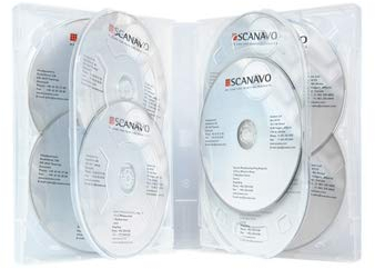 Scanavo 1 custodia trasparente per CD DVD e Blu Ray Disc con dorso da 32 mm, per contenere 6 dischi. Custodia esterna per contenere opere d'arte