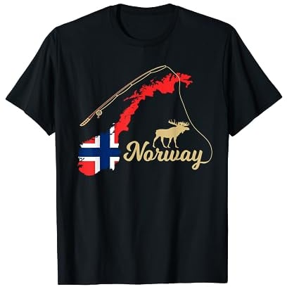 Norwegen Landkarte Angel Elch T-Shirt