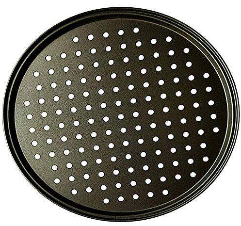 Lhbfcy Carbonstahl Pizza-Backblech Runde Pizzabackbleche Antihaftbeschichtet Pizza Backset Pizzablech Mit Löchern Geschenk Für Einweihungsparty, Hochzeit, Feste, Geburtstag, Servieren Von Salat, Obst