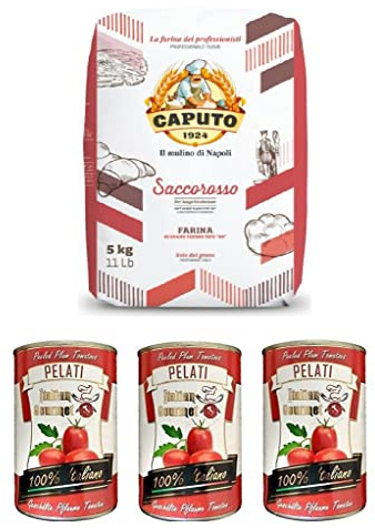 Testpaket Caputo Cuoco Farina Pizzamehl Mehl 5Kg + Italian Gourmet 100% italienische geschälte Tomaten dosen 3x 400g