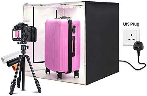 Photo Studio Light Box, PULUZ 80cm Folding Portable Photo Lighting Studio 156 LED 80W White Light Waterproof Dimmable Photography Large Light Tent Box Kit with 3 Colors Backdrops