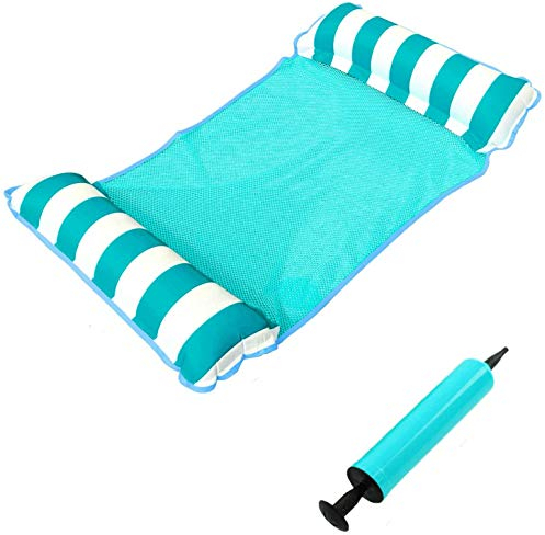 Queta Aufblasbarer Wasserhängematte Luftmatratze Hängematte Pool Aufblasbares Schwimmbett 132 * 70 (Blau)