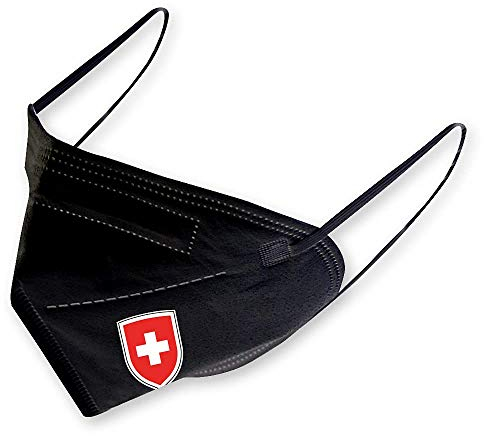 Mundmaske in Schwarz Deutsche Herstellung Bügeltransfer Maske Kreuz