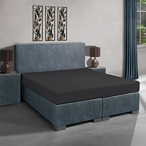 Mr. Sandman Elastan Jersey Spannbetttuch Basic 140-160 x 200-220 cm Farbe 226-schiefer