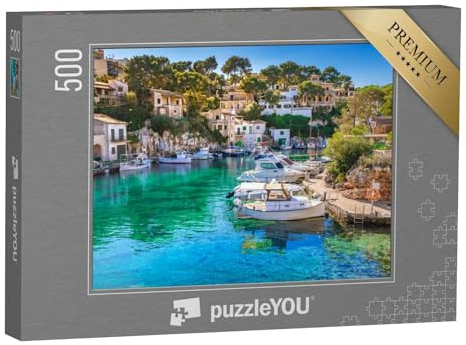 puzzleYOU: Puzzle 500 Teile „Blick auf den idyllischen Alten Fischerhafen von Cala Figuera, Mallorca, Spanien“ – aus der Puzzle-Kollektion Spanien