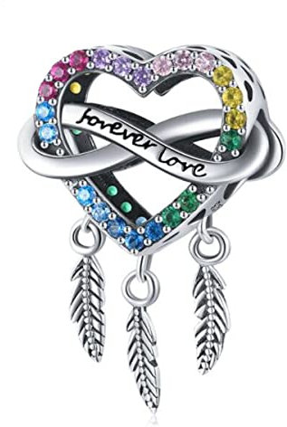 ZiNuo - Charm a forma di albero della vita, in argento Sterling 925, per braccialetti e ciondoli a forma di cuore, Argento smalto Argento