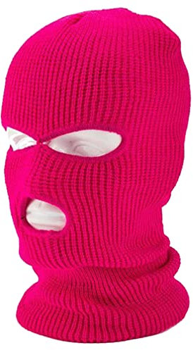 Jungerhouse Balaclava Tricoté Intégral Cagoule 3 Trous 2 Trous Multifonction Coupe Vent Au Chaud Masque Moto Vélo Ski Cagoule Unisexe Sports (Rose 3 Trous,Taille Unique)