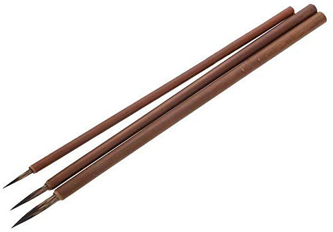 Lot de 3 pinceaux de calligraphie en poils de rats, pour calligraphie, aquarelle L / M / S