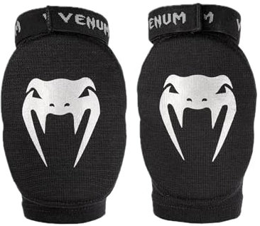 Venum VENUM-0482-128-L Protectores de Codo, Adultos Unisex, Negro/Plata, L