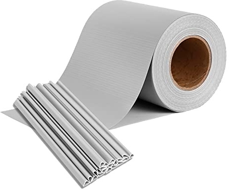 YRHome 65m x 19cm PVC Sichtschutzfolie Sichtschutzstreifen Doppelstabmatten Zaun Sichtschutz Zaunfolie Doppelstabmattenzaun mit 30 Befestigungsclips 450g/m² Stabmattenzaun Windschutz Grau