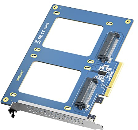 PCIe 3.0 to (2) U.2 SFF-8639 Adapter, X8, for 2.5’’ U.2 NVMe SSD or 2.5 SATA SSD