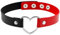 JewelryWe Schmuck Damen Choker Leder Halsband Gothic Punk Lolita Herz Sklave Kragen Halskette 32-38cm Erstellbare Zweifarbig Collier Kette, Schwarz Rot