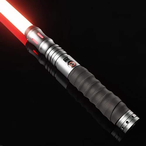 Duell-Lichtschwerter Smooth Swing FX Lightsaber RGB 16 Farben veränderbares Lichtschwert - 16 Modus-Sounds, Metallgriff h Lichtschwerter für Erwachsene, Unterstützung für Echte Schwere Duelle, Grau