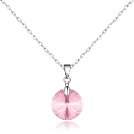 Philip Jones Sterling Silver Light Rose Necklace Created with Zircondia® Crystals