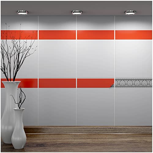FoLIESEN - Tile Stickers, 5 x 20 cm, Self-Adhesive Tile Film for Bathroom and Kitchen, Removable Adhesive Film for Wall Tiles, Kitchen Splashback and Borders, 1000 Adhesive Tiles, Glossy Orange Red