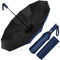 Paraguas Plegable Automático, Paraguas Plegable Antiviento, Paraguas Grande 12 Varillas para Hombres Mujer, Diámetro 105cm (Azul Marino)