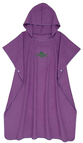 Poncho da surf in microfibra, oversize, 110 x 90 cm, ad asciugatura rapida, ultraleggero, poncho da bagno da uomo, con cappuccio, aiuto per traslochi, per adulti ragazzi lavabile in lavatrice (viola)