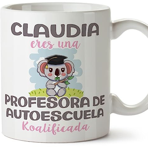 MUGFFINS Tazas Personalizadas para PROFESORA DE AUTOESCUELA - En Español - Koalificados Personalizados - 11 oz / 330 ml - Regalo Personalizable original y divertido