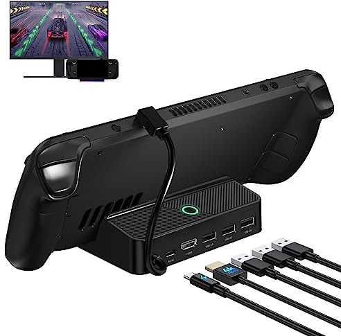Minthouz Steam Deck Dock, docking station 5 in 1 per Steam Deck con HDMI 2.0 4K@60Hz, ingresso PD 100W (45W per Steam Deck), 3xUSB-A 2.0, luce RGB, funzione interruttore schermo