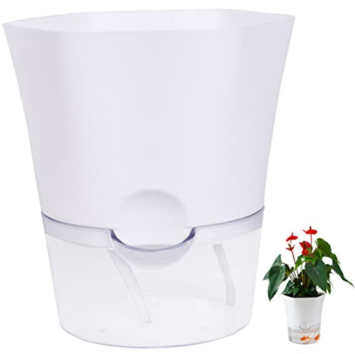 Yardwe Jardinière Auto-arrosante Transparente pour Plantes D'intérieur, Pot De Fleurs en Plastique Moyen pour Balcon Et Bureau, Entretien Facile Réservoir d'eau Intégré, Arrosage Automatique Pratique