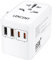 LENCENT Adaptateur de Voyage Universel Chargeur International GaN3 65W avec 2 QC4,0 USB-A et 2 PD3,0 Type C PPS Charge Rapide Adaptateur de Prise européen Mondial vers US UK EU AUS Blanc