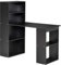 HOMCOM Scrivania PC in Legno con 6 Ripiani Portaoggetti Laterali, 120x55x120 cm, Nero