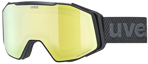 uvex gravity FM - stylische, verspiegelte Skibrille mit Anti-Fog-Beschichtung und Over-The-Glasses-Konstruktion für Damen und Herren - black matt/yellow-orange - one size